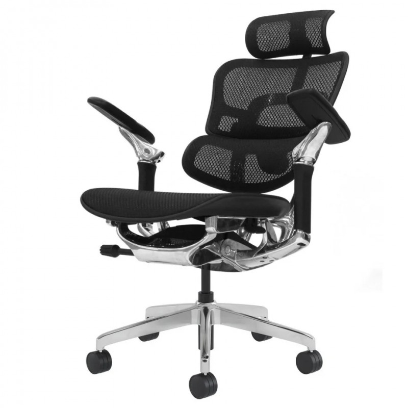 Крісло офісне STALKER чорна сітка / алюміній Intarsio