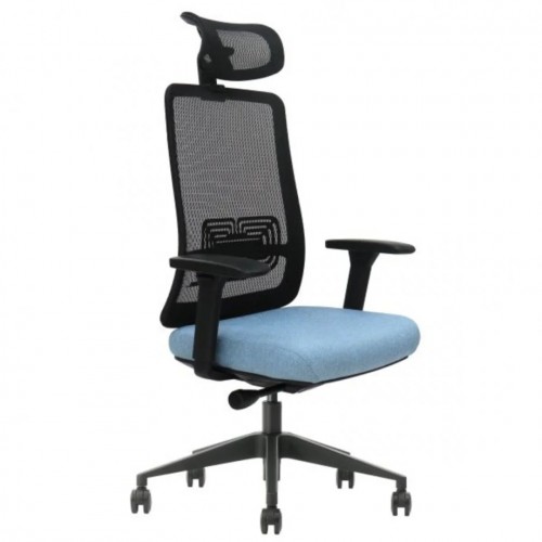 Крісло офісне TERRY чорне/синя тканина/чорний каркас Intarsio