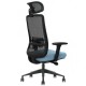 Крісло офісне TERRY чорне/синя тканина/чорний каркас Intarsio