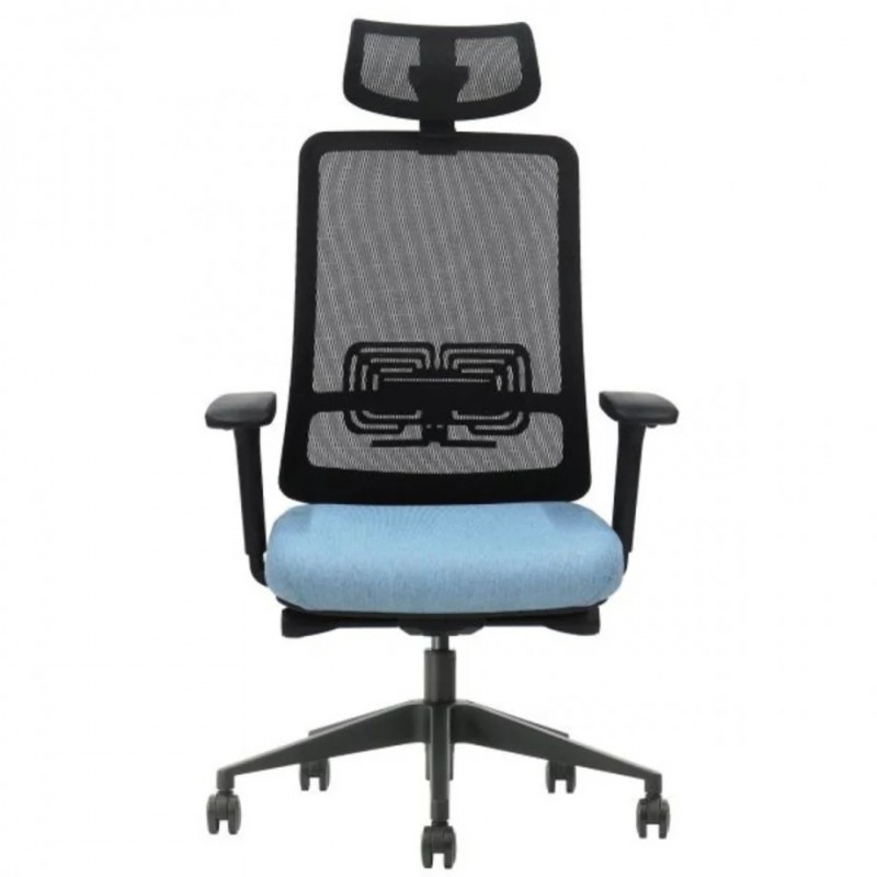 Крісло офісне TERRY чорне/синя тканина/чорний каркас Intarsio