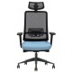 Крісло офісне TERRY чорне/синя тканина/чорний каркас Intarsio