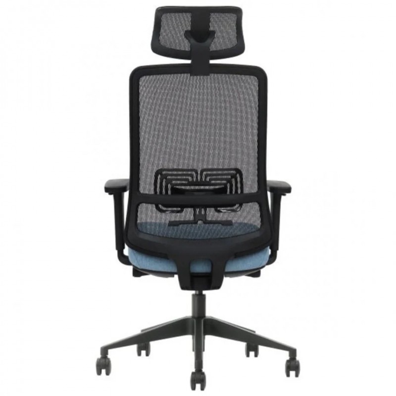 Крісло офісне TERRY чорне/синя тканина/чорний каркас Intarsio