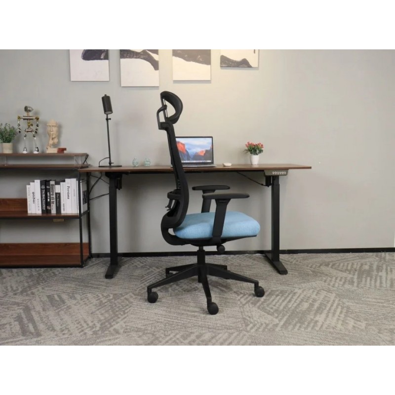 Крісло офісне TERRY чорне/синя тканина/чорний каркас Intarsio