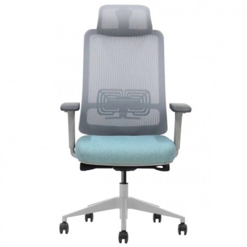 Крісло офісне TERRY сіре/зелена тканина/сірий каркас Intarsio