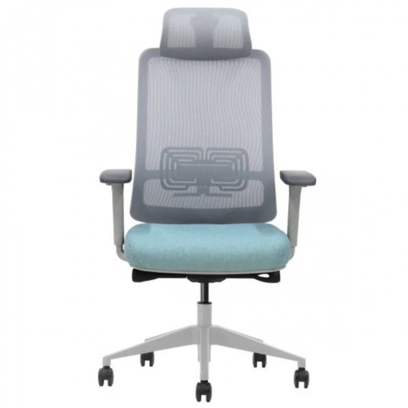 Крісло офісне TERRY сіре/зелена тканина/сірий каркас Intarsio