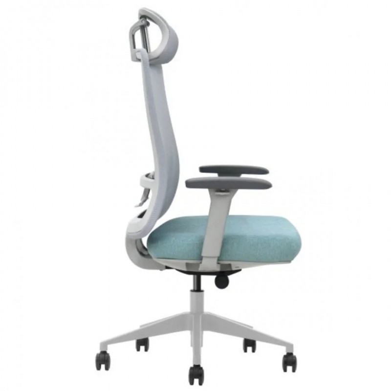 Крісло офісне TERRY сіре/зелена тканина/сірий каркас Intarsio