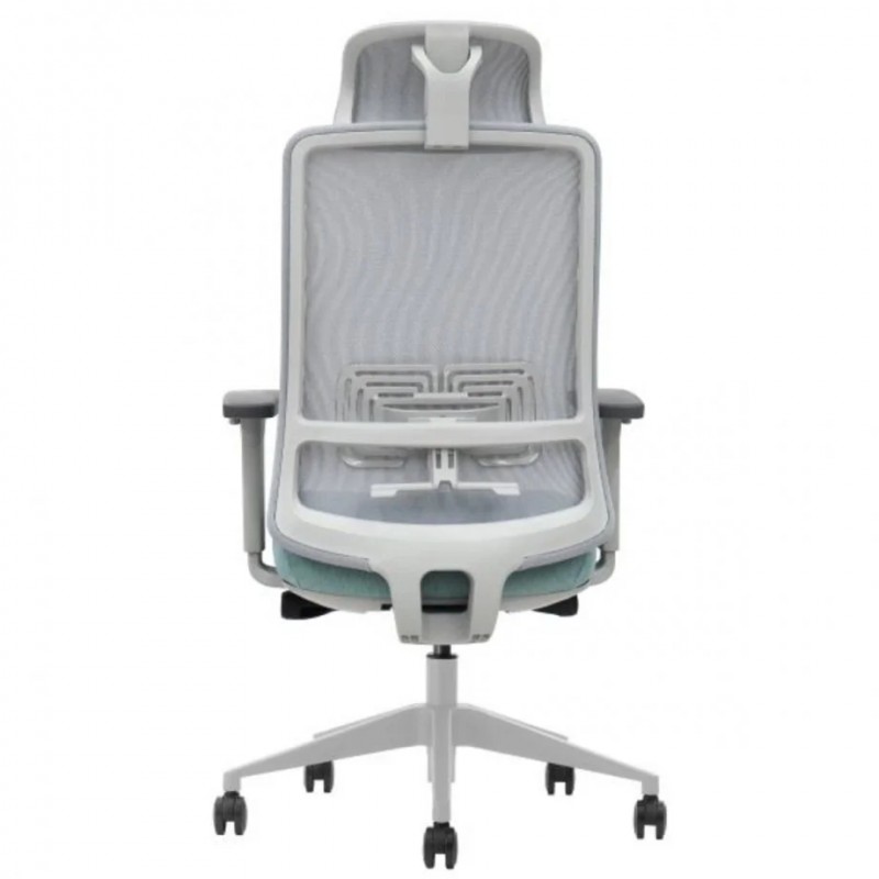 Крісло офісне TERRY сіре/зелена тканина/сірий каркас Intarsio