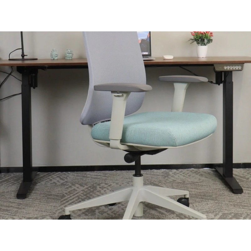 Крісло офісне TERRY сіре/зелена тканина/сірий каркас Intarsio