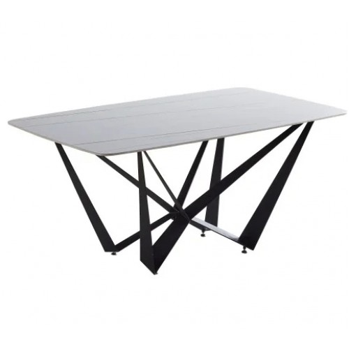 Стіл DALI CERAMIC білий ефект мармуру / чорний мат 180Х90 Intarsio