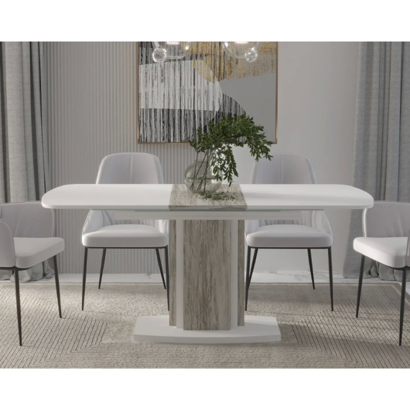 Стіл кухонний розкладний FENIX AB Артвуд темний/Білий діамант 140(180)х80 Intarsio