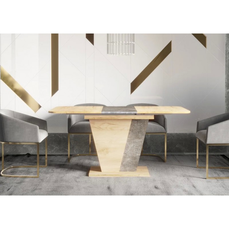 Стіл кухонний розкладний FOREST D/A Дуб крафт золотий / Ательє темне 120(160)x80 Intarsio