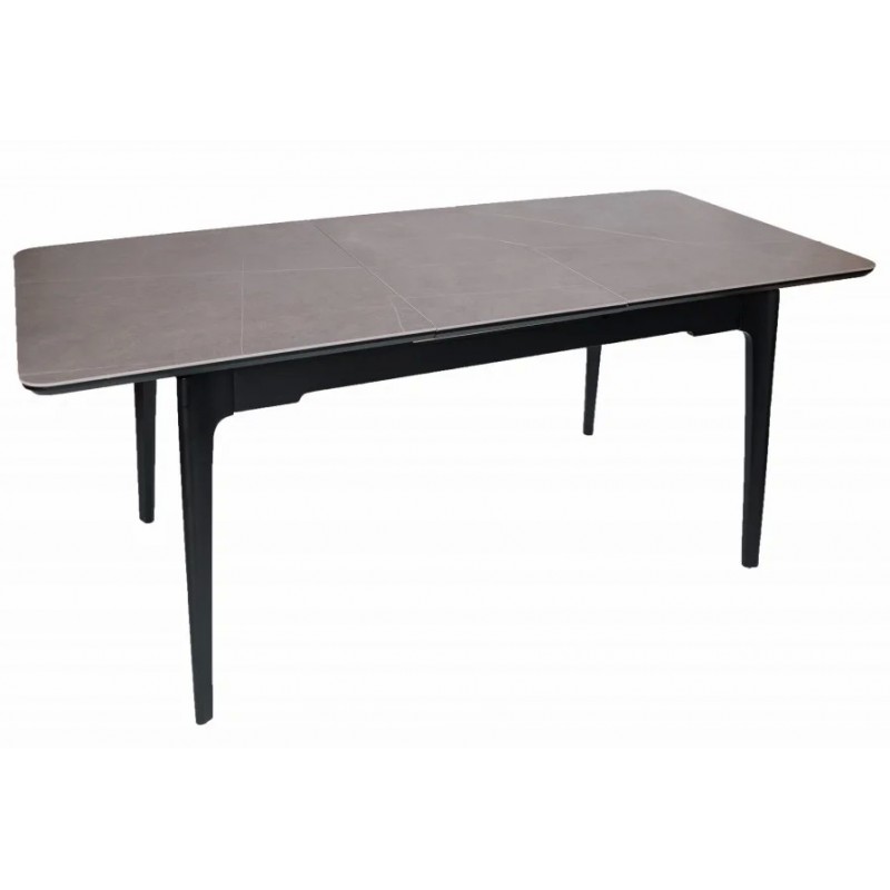 Стіл обідній розкладний BERLIN CERAMIC 140(180)*80 сірий мат кераміка/чорний каркас Intarsio
