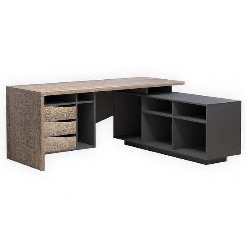 Компютерний стіл Connect 1 Дуб Сонома Трюфель / Антрацит правий Intarsio