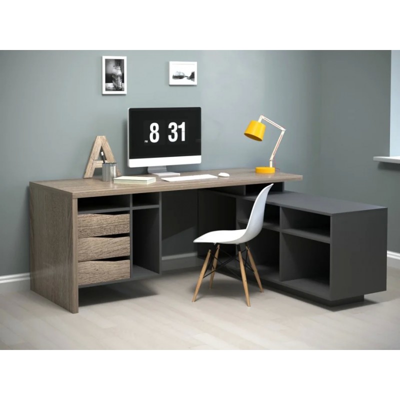 Компютерний стіл Connect 1 Дуб Сонома Трюфель / Антрацит правий Intarsio