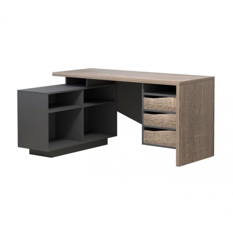 Компютерний стіл Connect 3 Дуб Сонома Трюфель / Антрацит лівий Intarsio
