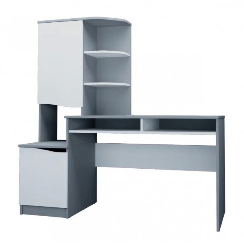 Компютерний стіл Gaston Біла Аляска / Графіт лівий Intarsio