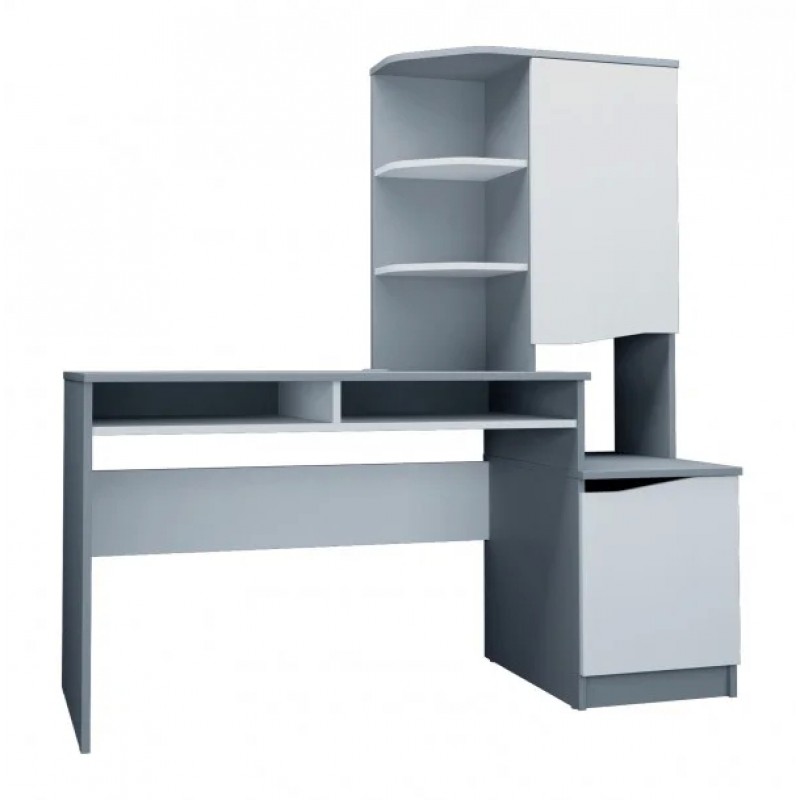 Компютерний стіл Gaston Біла Аляска / Графіт правий Intarsio