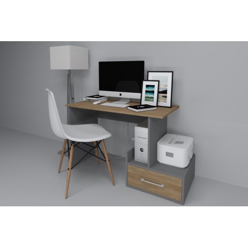 Комп'ютерний стіл Mini Maris Сірий Уніколор / Дуб Золотий правий Intarsio