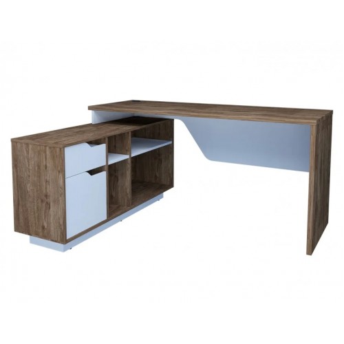 Комп'ютерний стіл Nord Дуб Ансберг Темний / Біла Аляска лівий Intarsio