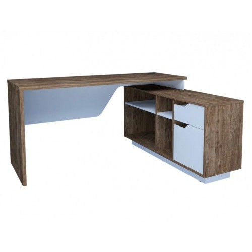 Комп'ютерний стіл Nord Дуб Ансберг Темний / Біла Аляска правий Intarsio