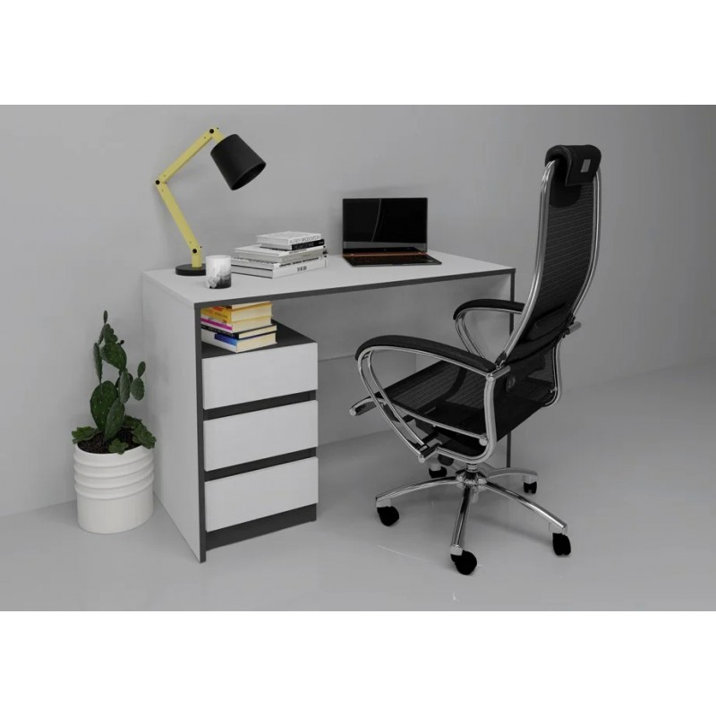 Компютерний стіл Vector Біла Аляска / Чорний Intarsio