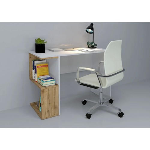 Комп'ютерний стіл West Біла Аляска / Дуб Тахо лівий Intarsio