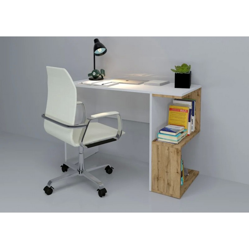 Компютерний стіл West Біла Аляска / Дуб Тахо правий Intarsio