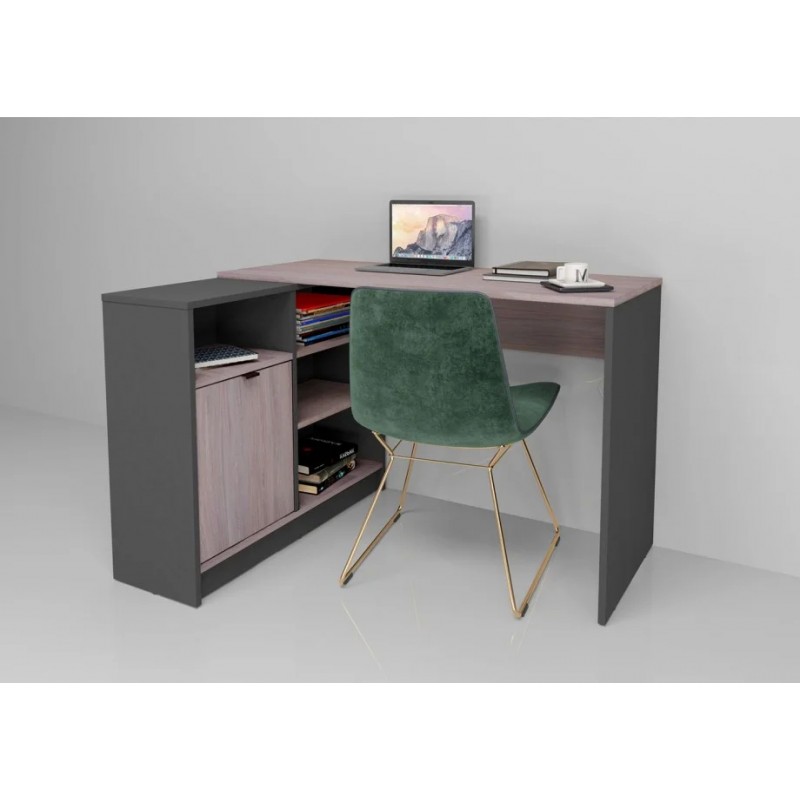 Компютерний стіл кутовий Optima Дуб Золотий / Антрацит лівий Intarsio