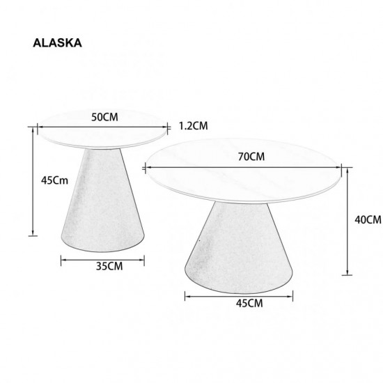 Журнальний столик ALASKA Сірий глянець / Чорний (к-кт) Д. 70 см. & Д. 50 см. Intarsio Журнальний столик ALASKA Сірий глянець / Чорний (к-кт) Д. 70 см. & Д. 50 см. Intarsio