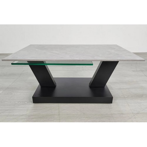 Журнальний столик ARIZONA сірий глянець+скло/чорний Intarsio