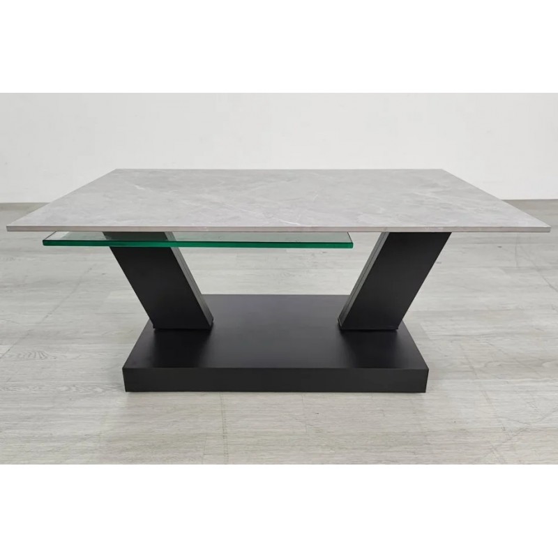 Журнальний столик ARIZONA сірий глянець+скло/чорний Intarsio