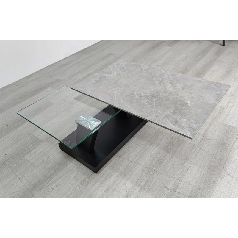 Журнальний столик ARIZONA сірий глянець+скло/чорний Intarsio