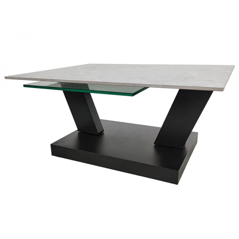 Журнальний столик ARIZONA сірий глянець+скло/чорний Intarsio