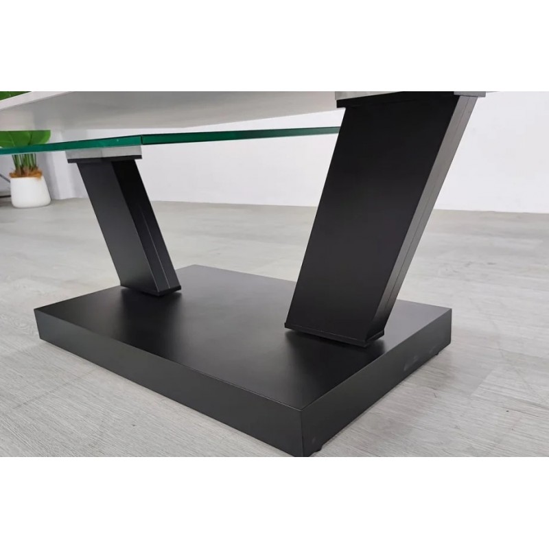 Журнальний столик ARIZONA сірий глянець+скло/чорний Intarsio