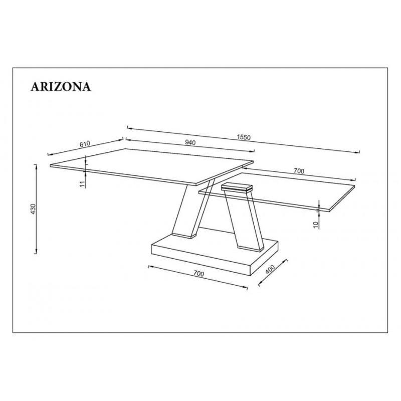 Журнальний столик ARIZONA сірий глянець+скло/чорний Intarsio
