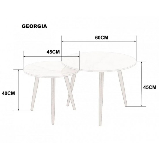 Журнальний столик GEORGIA Сірий глянець / Чорний (к-кт) 60 x 45 см. & 45 x 40 см. Intarsio Журнальний столик GEORGIA Сірий глянець / Чорний (к-кт) 60 x 45 см. & 45 x 40 см. Intarsio