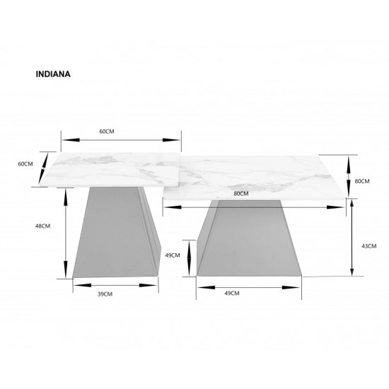 Журнальний столик INDIANA Білий глянець / Чорний (к-кт) 80 x 80 см. & 60 x 60 см. Intarsio Журнальний столик INDIANA Білий глянець / Чорний (к-кт) 80 x 80 см. & 60 x 60 см. Intarsio