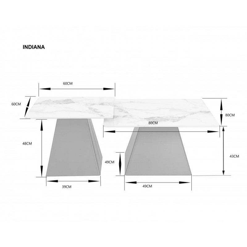 Журнальний столик INDIANA Білий глянець / Чорний (к-кт) 80 x 80 см. & 60 x 60 см.   Intarsio