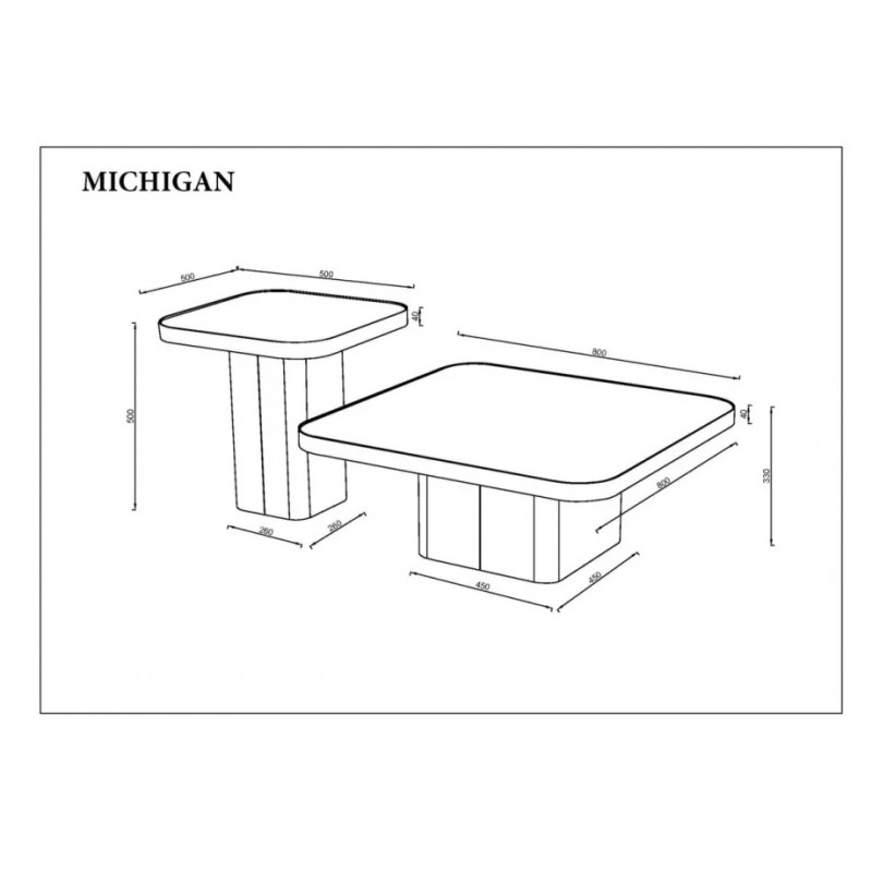 Журнальний столик MICHIGAN білий глянець/чорний (к-кт) Intarsio