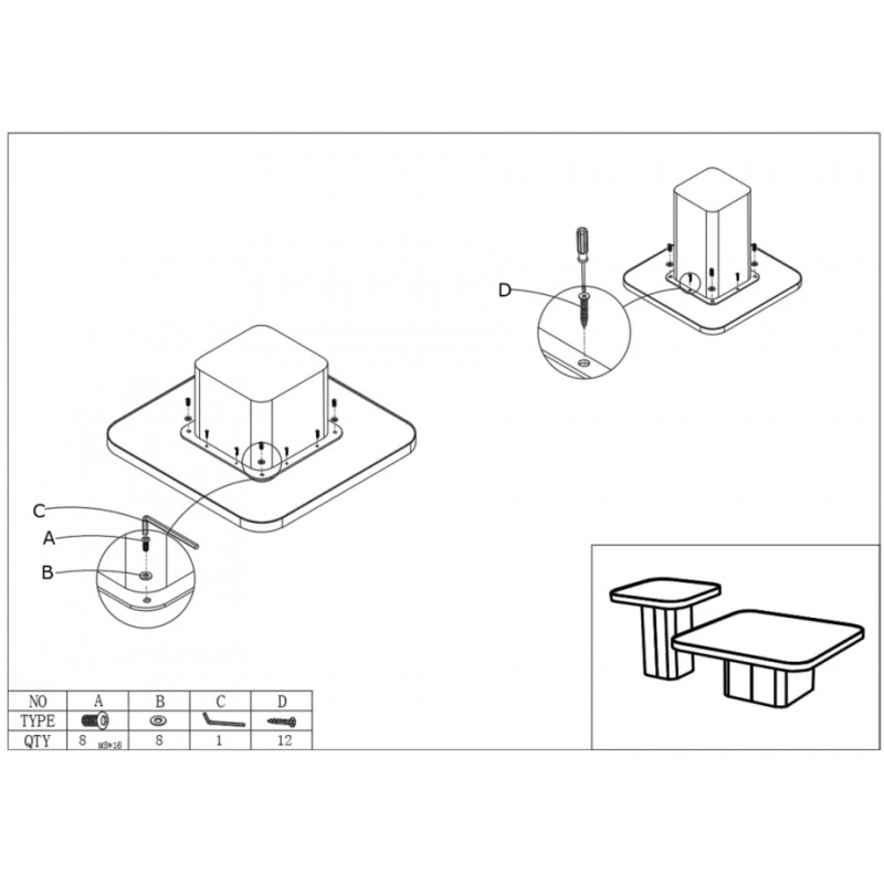 Журнальний столик MICHIGAN білий глянець/чорний (к-кт) Intarsio