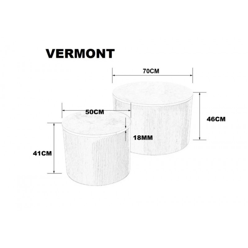 Журнальний столик VERMONT Сірий еф. мармуру / Дуб (комплект) Intarsio