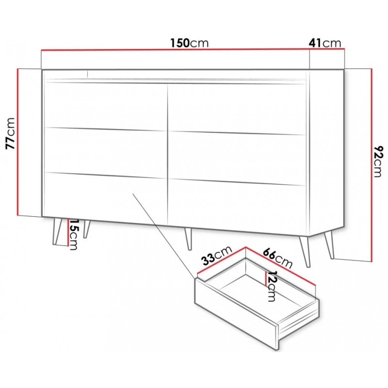 Комод ADEMO REG 3 150х92х41 кашемір / кашемір Jurek