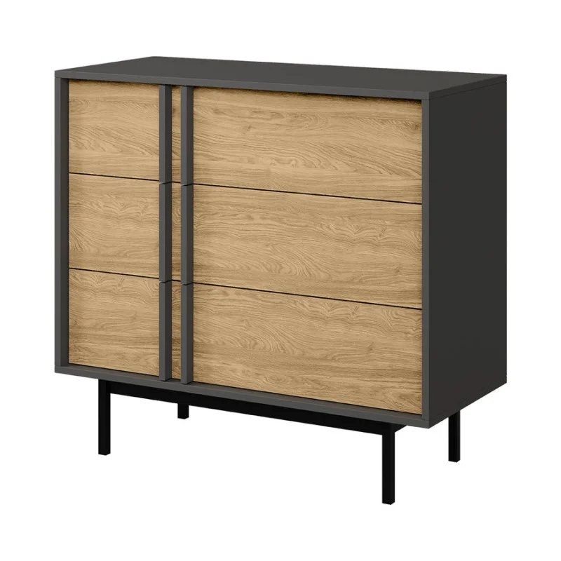 Комод ALSY REG 8 93х87х43 антрацит / дуб Jurek