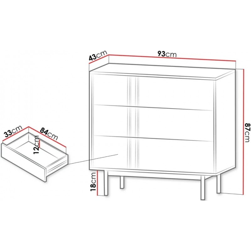 Комод ALSY REG 8 93х87х43 антрацит / дуб Jurek