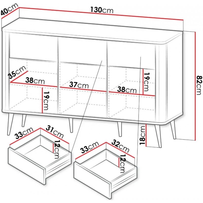 Комод MARLY REG 10 130х82х40 кашемір / горіх Jurek
