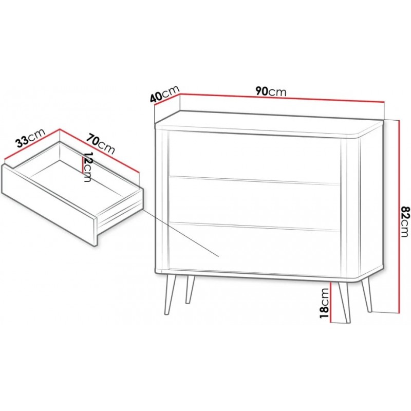 Комод MARLY REG 11 90х82х40 кашемір / горіх Jurek