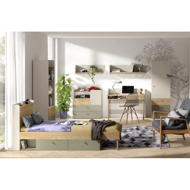 Комод YUKI REG 9 120х93х40 сірий / бежевий / дуб / евкаліпт Jurek