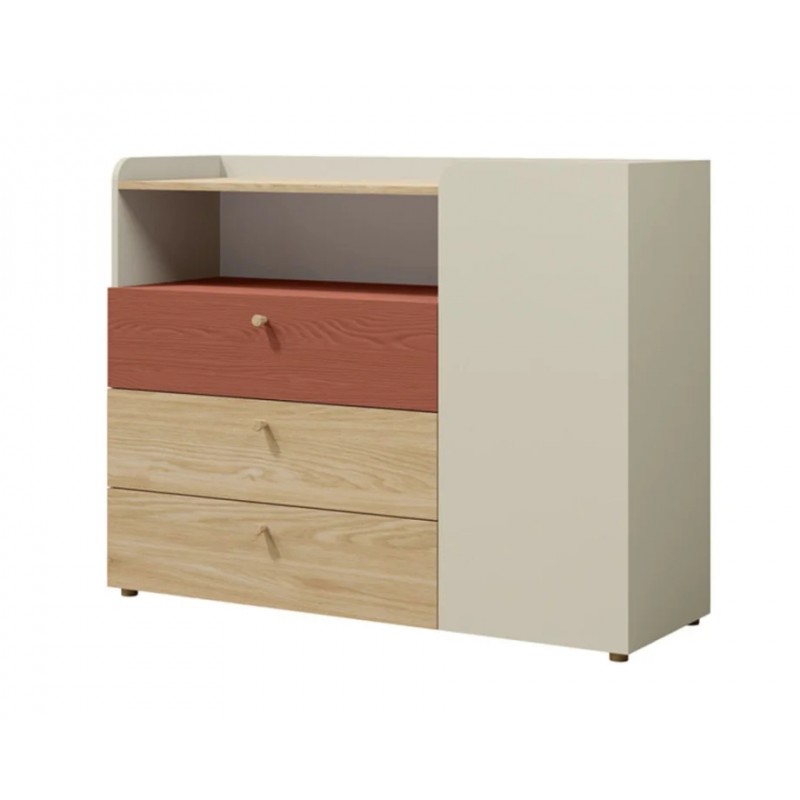 Комод YUKI REG 9 120х93х40 сірий / бежевий / дуб / коньяк Jurek