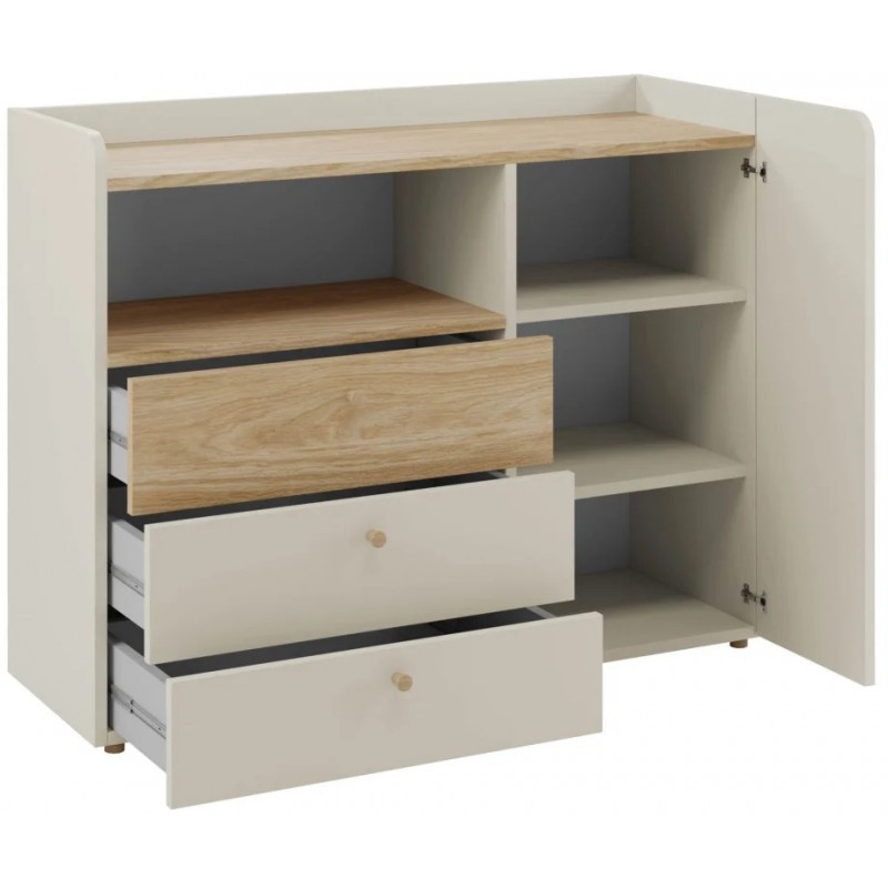 Комод YUKI REG 9 120х93х40 сірий / бежевий / дуб / коньяк Jurek