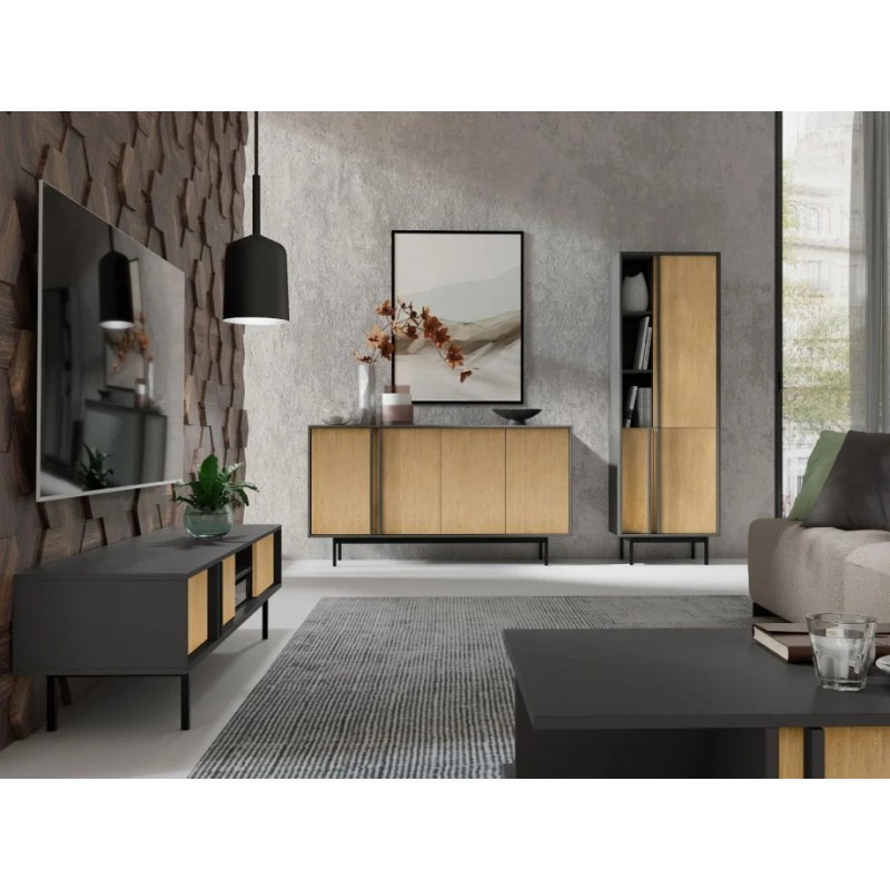 Тумба під телевізор ALSY REG 9 163х43х43 антрацит / дуб Jurek